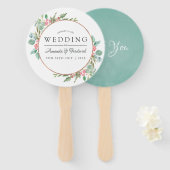 水彩幾何学的ユーカリ結婚ス ハンドファン (正面&裏面)