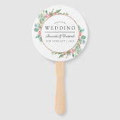 水彩幾何学的ユーカリ結婚ス ハンドファン (正面)