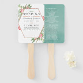 水彩幾何学的ユーカリ結婚ス ハンドファン (正面&裏面)