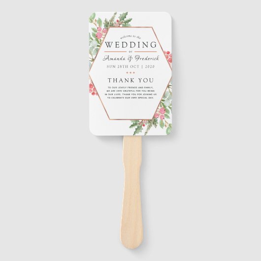 水彩幾何学的ユーカリ結婚ス ハンドファン (正面)