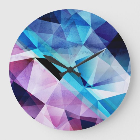 水彩幾何学的抽象芸術背景 ラージ壁時計 (正面)