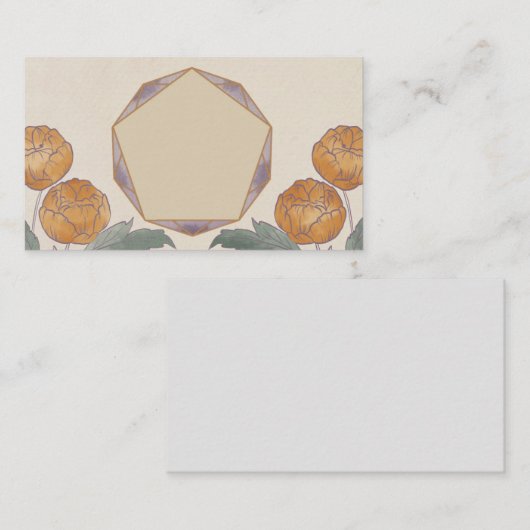 水彩幾何学的牡丹カード 名刺 (正面/裏面)