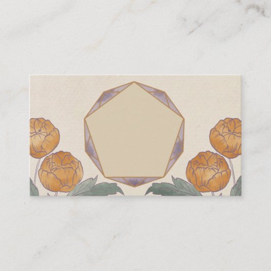 水彩幾何学的牡丹カード 名刺 (正面)