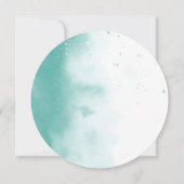 水彩幾何学的赤面ピンク結婚フローライン 招待状 (裏面)