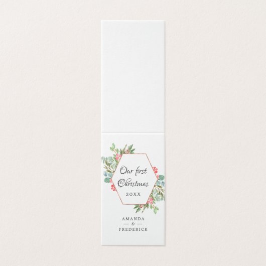 水彩幾何学私たちの初めてのクリスマス写真 (外部フラット)