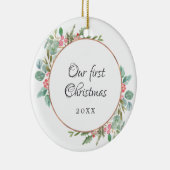 水彩幾何学私たちの初めてのクリスマス写真 セラミックオーナメント (右)