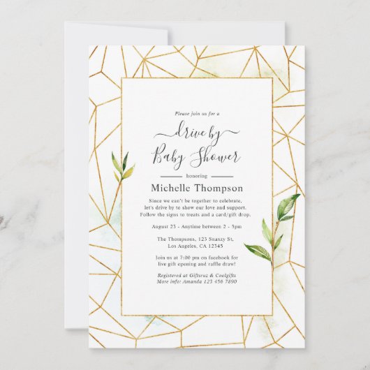 水彩幾何学結晶のシャワー駆動 招待状 (正面)