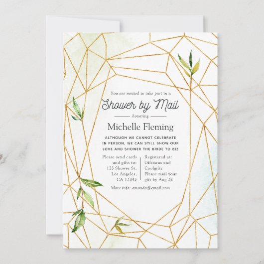 水彩幾何学結晶シャワーbyメール 招待状 (正面)