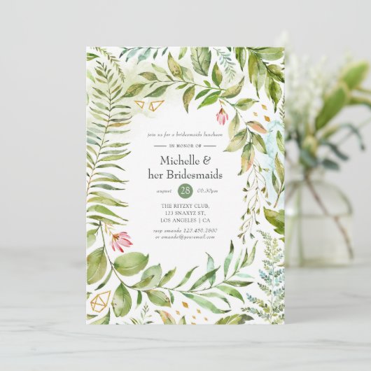 水彩幾何学結晶ブリデスメイド昼食会 招待状 (スタンド正面)