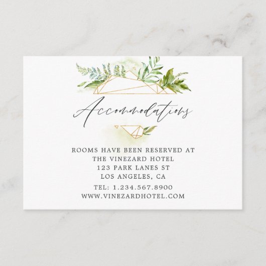 水彩幾何学結晶結婚の宿泊施設 エンクロージャーカード (正面)