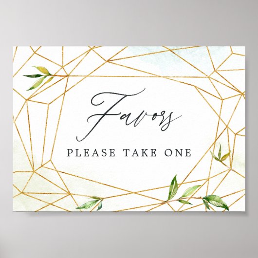 水彩幾何学結晶結婚式の引き出物 ポスター (正面)