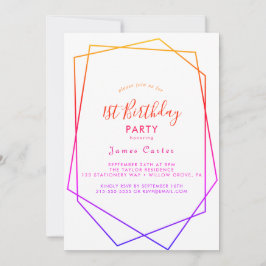 水彩幾何学長誕生日パーティの招待状 招待状