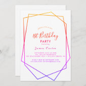 水彩幾何学長誕生日パーティの招待状 招待状 (正面/裏面)