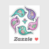 水彩幾何学鳥 シール (シート)