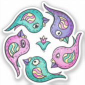 水彩幾何学鳥 シール (正面)