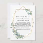 水彩幾何模様のユーカリ ゲストリスト縮小のお知らせ 案内状 (正面)