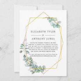 水彩幾何模様のユーカリ　ゲストリスト縮小のお知らせ 案内状