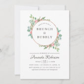 水彩幾何模様のユーカリ　ブランチとバブル 招待状 (正面)