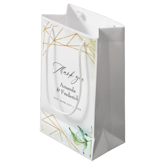 水彩幾何結晶結婚の スモールペーパーバッグ (正面アングル)