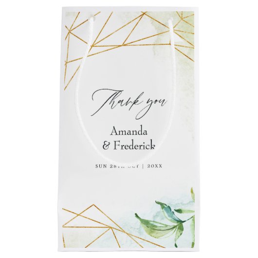 水彩幾何結晶結婚の スモールペーパーバッグ (正面)