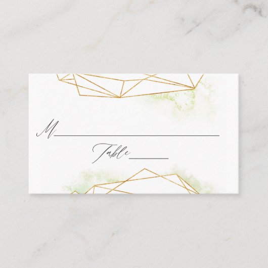 水彩幾何結晶結婚の プレイスカード (正面)