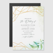 水彩幾何結晶結婚の マグネット招待状 (正面/裏面)