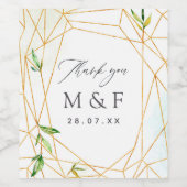 水彩幾何結晶結婚の ワインラベル (シングルラベル)