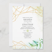 水彩幾何結晶結婚の 招待状 (正面)