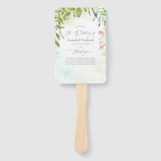 水彩幾何結晶結婚式 プログラム ハンドファン (正面)