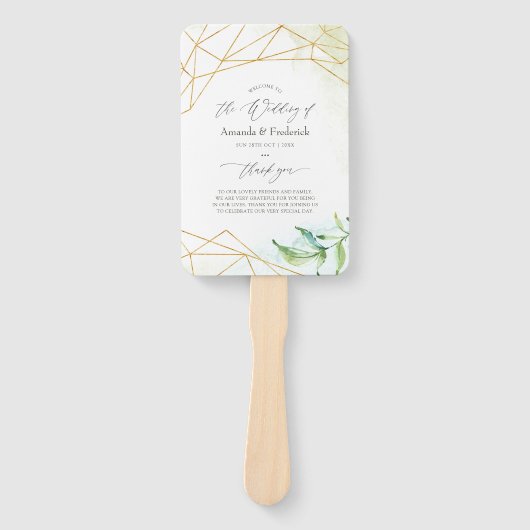 水彩幾何結晶結婚式 プログラム ハンドファン (正面)