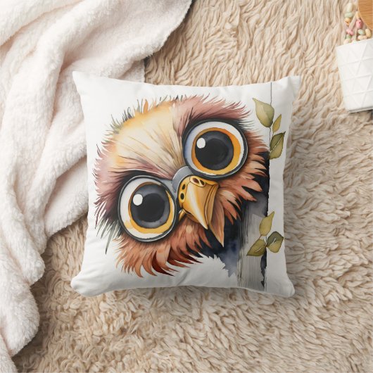 水彩広目鳥 クッション (ブランケット)