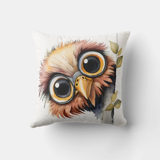 水彩広目鳥 クッション (裏面)