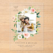 水彩庭かわいらし花写真 アクリル招待状 (正面)