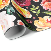 水彩庭カラフル花模様 ラッピングペーパー (ロールコーナー)