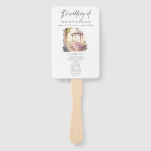 水彩庭園の結婚式式プログラム ハンドファン (正面)