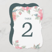 水彩庭園の結婚式結婚のテーブル番号 招待状 (正面/裏面)