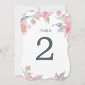 水彩庭園の結婚式結婚のテーブル番号 招待状 (正面)