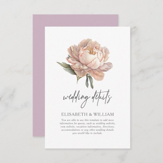 水彩庭園の結婚式詳細 エンクロージャーカード (正面/裏面)