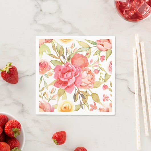 水彩庭園の結婚式 スタンダードカクテルナプキン (インサイチュ)