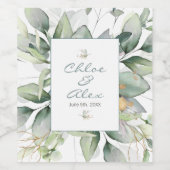 水彩庭園の結婚式 ワインラベル (シングルラベル)