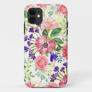 水彩庭園の花 iPhone 11 ケース