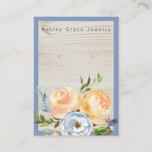 水彩庭園フローラ木製イヤリング表示カード 名刺 (正面)