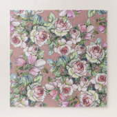 水彩庭園：バラチューリップエレガンス。 ジグソーパズル (横)