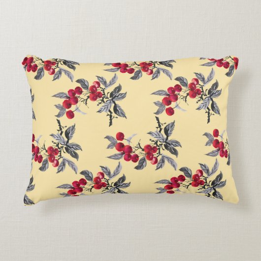  – 水彩庭園 – 紫檀植物の継ぎ目無し模様  アクセントクッション (正面)