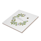 水彩庭木の花と(昆虫)マルハナバチ タイル (側面)