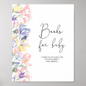 水彩庭花赤ちゃんシャワー用の本 ポスター (正面)
