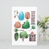 水彩建物の木を切り取ってコラージュ (スタンド正面)