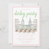 水彩建物ダービーパーティー競馬ピンク 招待状 (正面)