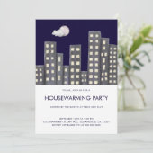 水彩建物引っ越し祝いパーティーパーティー 招待状 (スタンド正面)