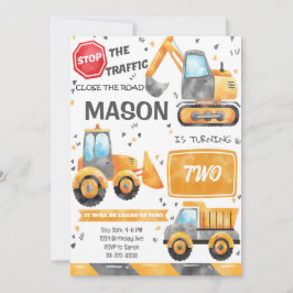 水彩建築トラック誕生日招待状 招待状